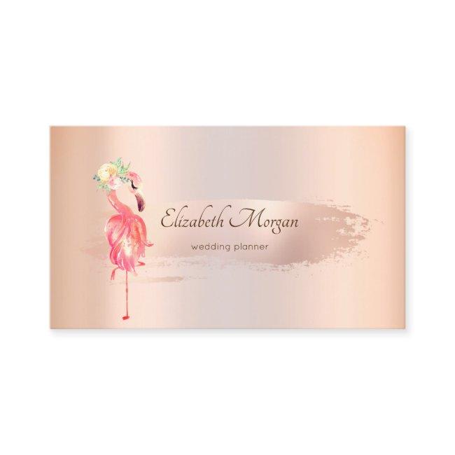 Elegant Rose Gold Brush Stroke,Flamingos Business