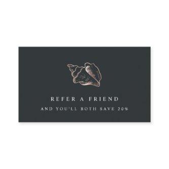 Elegant Rose Gold Conch Shell Referral Card