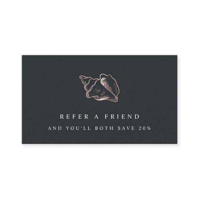 Elegant Rose Gold Conch Shell Referral Card