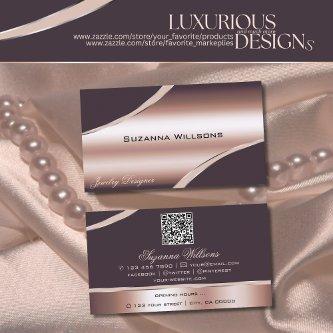 Elegant Rose Gold Curved Decor Lines and QR Code