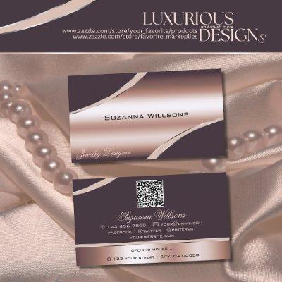 Elegant Rose Gold Curved Decor Lines and QR Code