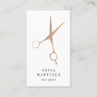 Elegant rose gold foil hair stylist scissors logo