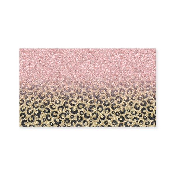 Elegant Rose Gold Glitter Black Leopard Print