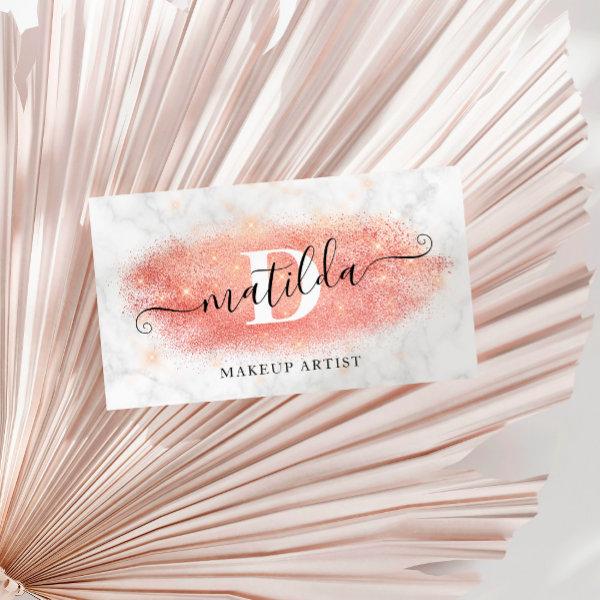 Elegant rose gold glitter marble makeup artist