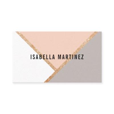 Elegant rose gold glitter pink white color block