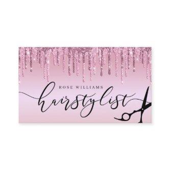 Elegant rose gold glitter scissors hairstylist squ