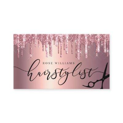 Elegant rose gold glitter scissors hairstylist squ