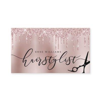 Elegant rose gold glitter scissors hairstylist squ