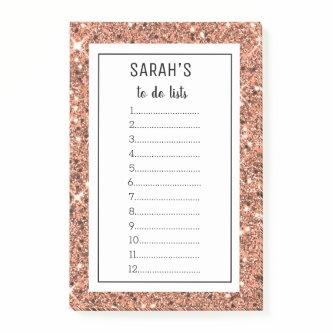 Elegant Rose Gold Glitter To Do List Notes
