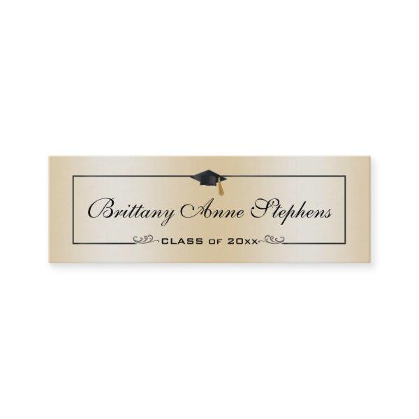 Elegant Rose Gold Graduation Cap Name Card Insert
