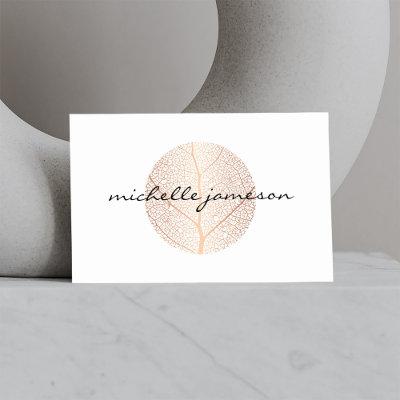 Elegant Rose Gold Leaf Logo on White