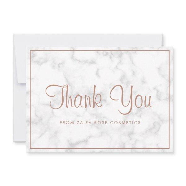 Elegant Rose Gold Marble Modern Business Thank You Card