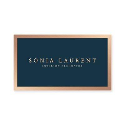 Elegant rose gold metallic navy blue minimalist