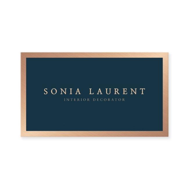 Elegant rose gold metallic navy blue minimalist