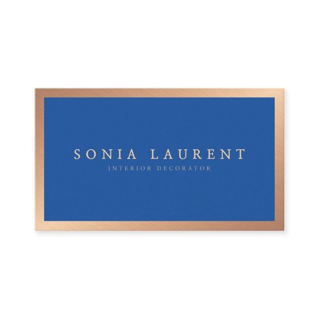 Elegant rose gold metallic royal blue minimalist