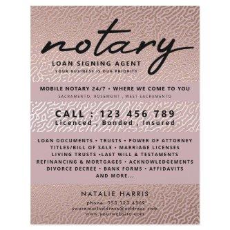 Elegant Rose Gold Notary Loan Agent Flyer