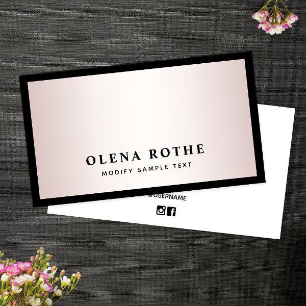 Elegant   Rose Gold  Professional Black Border Calling Card