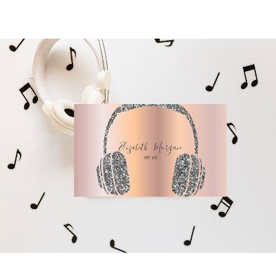 Elegant Rose Gold Silver Glitter Headphone DJ