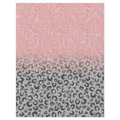 Elegant Rose Gold Silver Glitter Leopard Print Letterhead