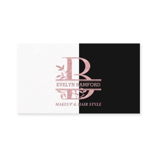 Elegant Rose Gold Split Custom Monogram Letter B