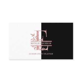 Elegant Rose Gold Split Custom Monogram Letter E