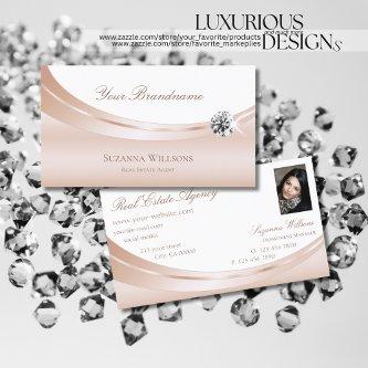 Elegant Rose Gold White with Photo and Diamond