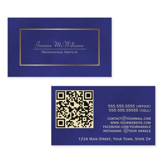 Elegant Royal Blue & Gold Professional QR Code