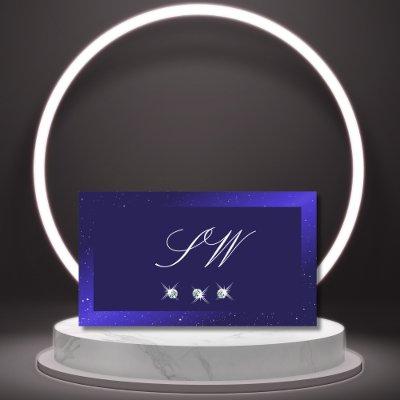 Elegant Royal Blue Sparkling Diamonds and Monogram