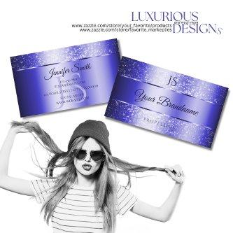 Elegant Royal Blue Sparkling Glitter and Monogram