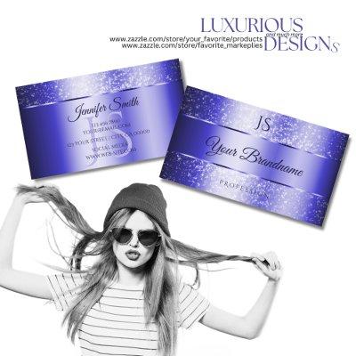 Elegant Royal Blue Sparkling Glitter and Monogram