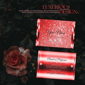 Elegant Ruby Red Glitter Luminous Stars Diamonds