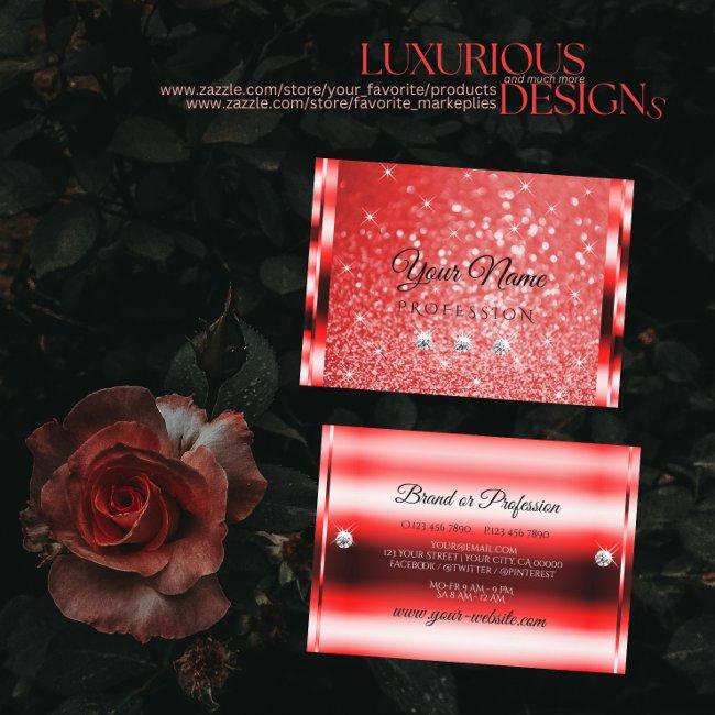 Elegant Ruby Red Glitter Luminous Stars Diamonds