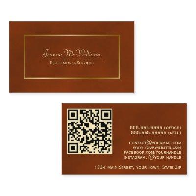 Elegant Rust Orange & Gold Professional QR Code