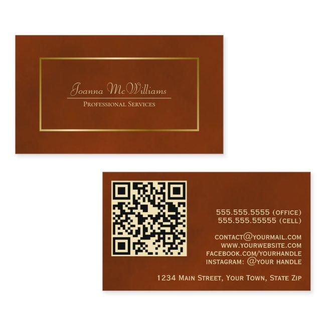 Elegant Rust Orange & Gold Professional QR Code