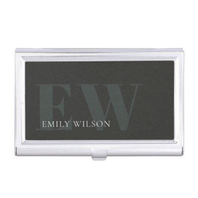 Elegant Rustic Dark Dusky Green Black Monogram  Case