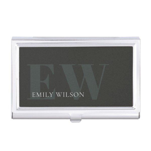 Elegant Rustic Dark Dusky Green Black Monogram  Case