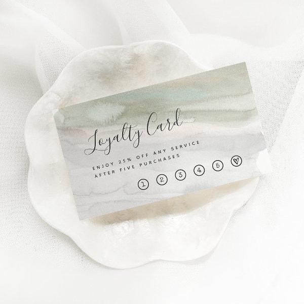 Elegant Sage Green and Gray Watercolor Loyalty Card
