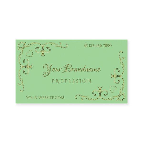 Elegant Sage Green Gold Ornate Corners Ornamental