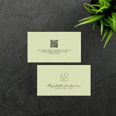 Elegant Sage Green Luxury Script QR CODE