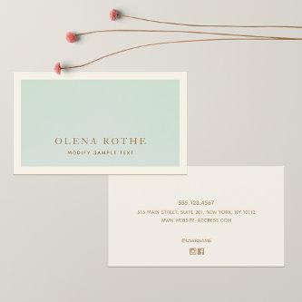 Elegant Sage Turquoise Green Ivory Border Calling Card