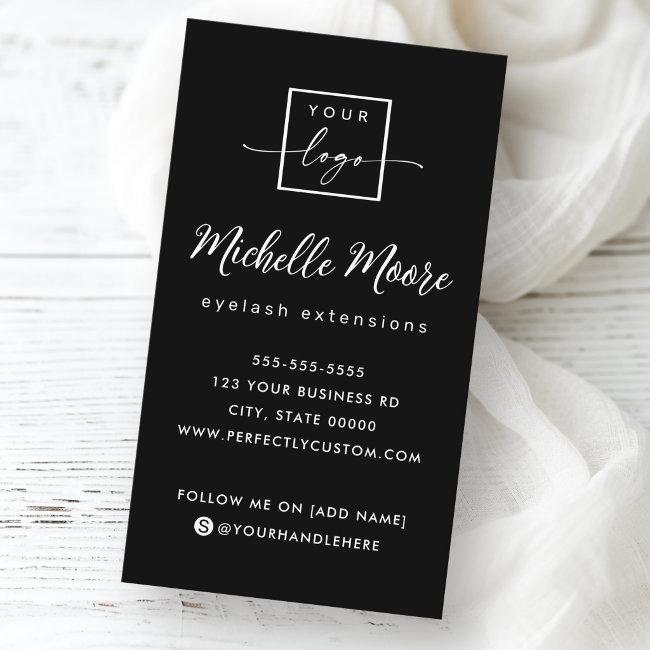 Elegant script black vertical custom logo