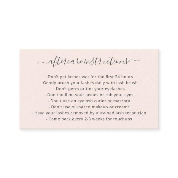 Elegant Script Blush Pink Lash Aftercare Lashes