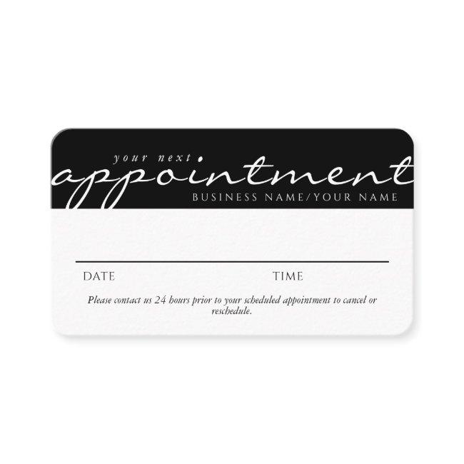 Elegant Script Color Block Black White Appointment
