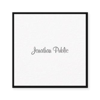 Elegant Script Elegant Black And White Cool Plain Square