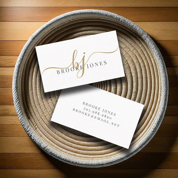 Elegant Script Gold Monogram Initials Name
