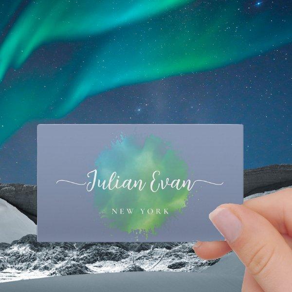 Elegant Script Green watercolor brushstroke