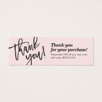 Elegant script handwriting thank you blush pink