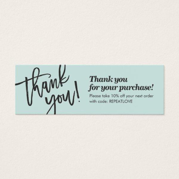 Elegant script handwriting thank you mint green