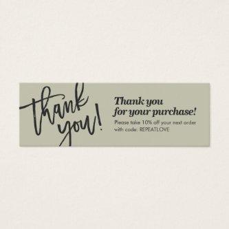 Elegant script handwriting thank you sage green