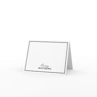 Elegant Script Modern Border Personalized Name Note Card